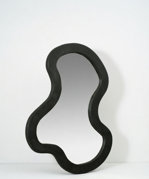 Modern Irregular Shape Wall Mirror with Wooden Frame